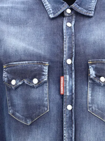 Dsquared2 Denim Shirt With Button-down Collar And Two Pockets In Blue