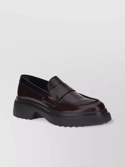 Tod's Shiny Leather Loafers Chunky Sole