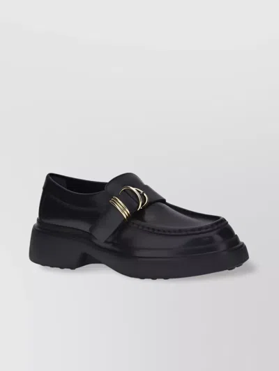 Tod's Metal Rings Platform Sole Leather Loafers