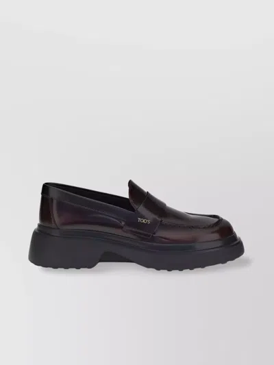 Tod's Shiny Leather Loafers Chunky Sole