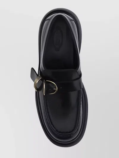Tod's Metal Rings Platform Sole Leather Loafers