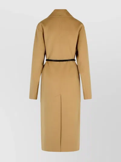 Sportmax Camel Virgin Wool Robe Coat In Brown