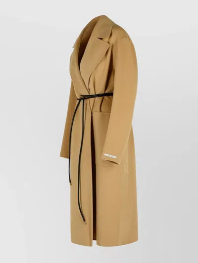 Sportmax Camel Virgin Wool Robe Coat In Brown