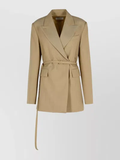 Sportmax Wool Blazer With Belted Waist And Flap Pockets In Multi