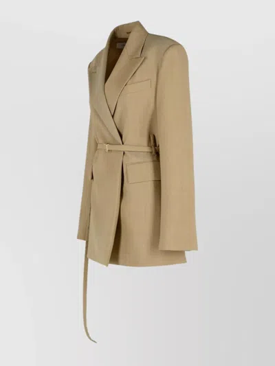 Sportmax Wool Blazer With Belted Waist And Flap Pockets In Multi