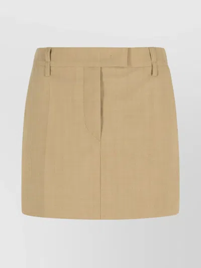 Sportmax 'fify' Beige Brown Virgin Wool Miniskirt In Multi