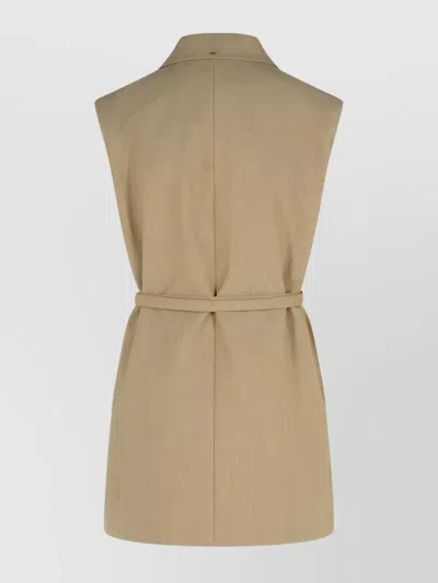 Sportmax Wool Blazer With Belted Waist And Double-breasted Style In Neutral