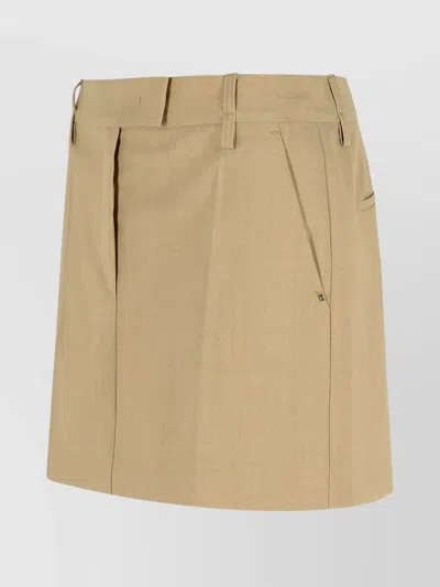 Sportmax 'fify' Beige Brown Virgin Wool Miniskirt In Multi