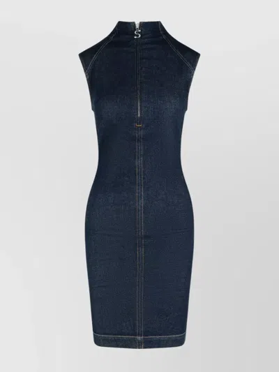 Sportmax Cerea Dark Blue Cotton Dress In Blue