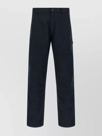Moncler Cotton Trousers With Belt Loops And Pockets In Blue