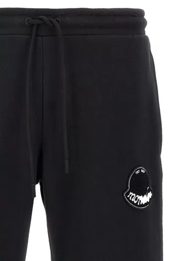 Moncler Cotton Joggers With Elasticated Cuffs And Drawstring Waistband In Black