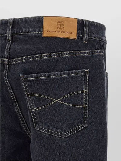Brunello Cucinelli Dyed Jeans With Back Pocket And Belt Loops In Blue