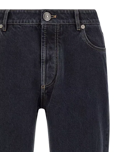 Brunello Cucinelli Dyed Jeans With Back Pocket And Belt Loops In Blue