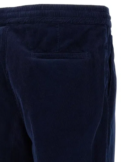 Brunello Cucinelli Drawstring Elastic Waist Casual Pants In Blue