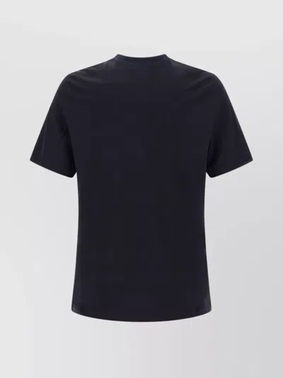 Brunello Cucinelli Graphic Print Crew Neck T-shirt With Side Slits In Black