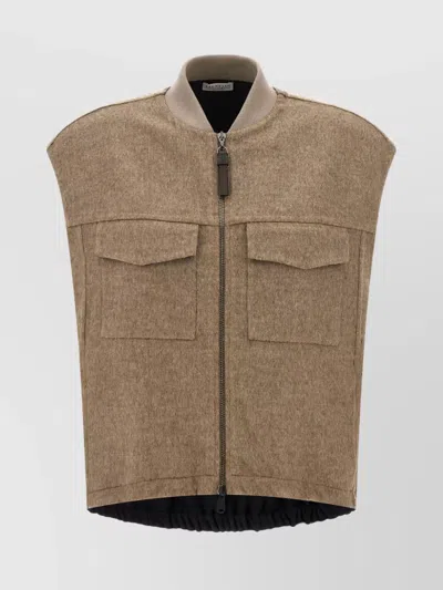 Brunello Cucinelli Vest With Shiny Zipper Pull