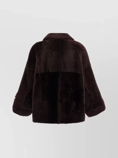 Brunello Cucinelli Double-breasted Reversible Fur Jacket With Front Pockets In Brown