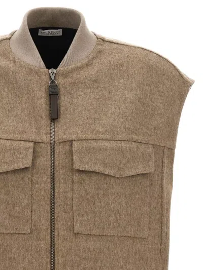 Brunello Cucinelli Vest With Shiny Zipper Pull