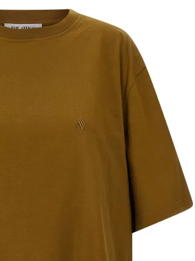 Attico Embroidered Logo T-shirt With Asymmetric Hem In Green