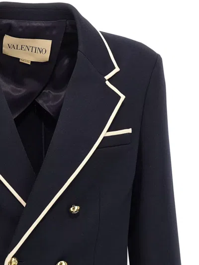 Valentino Double-breasted Blazer Gold Buttons In Black