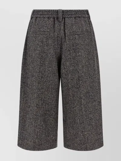 Brunello Cucinelli Wool Bermuda Shorts Pants Multicolor In Gray
