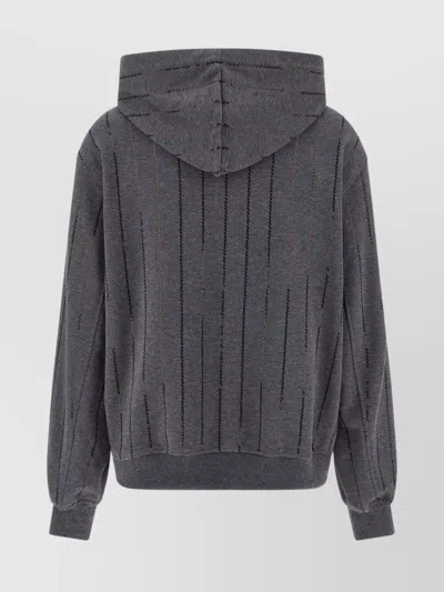 Brunello Cucinelli Cotton Sequin-stripe Hoodie In Gray
