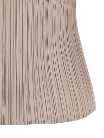 Issey Miyake Fresh Pleated Sleeveless Round Neck Top In Neutral