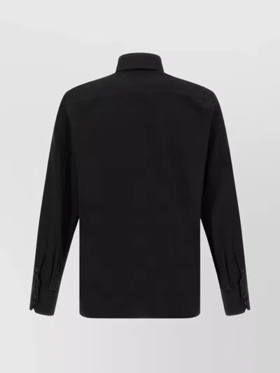 Tom Ford Silk Shirt With Button-down Collar And Chest Pockets In Black