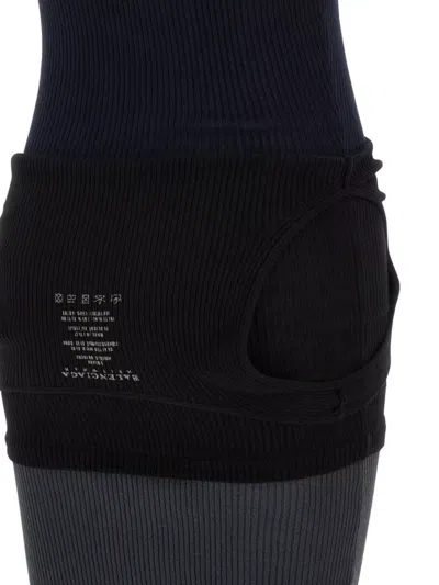 Balenciaga Reversed Ribbed Texture Dress With Round Neckline In Multi