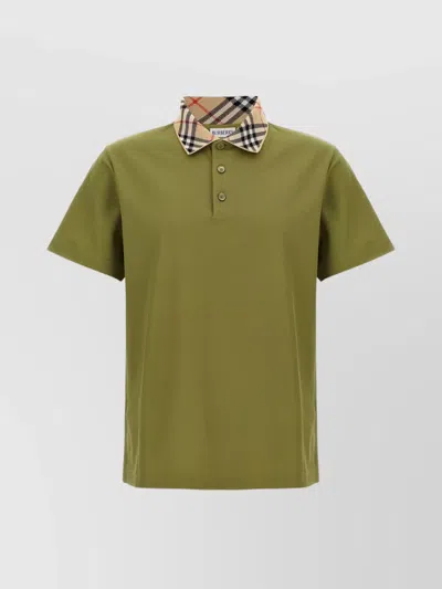 Burberry Organic Cotton Blend Polo Shirt In Green