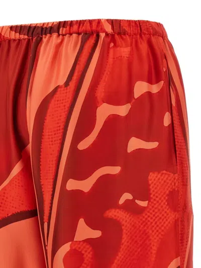 Ferragamo Printed Silk Palazzo Trousers With Elastic Waistband
