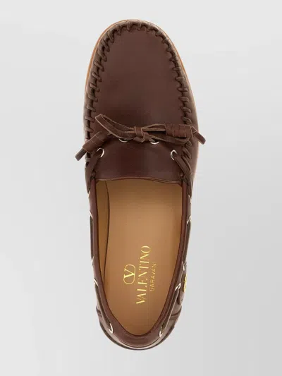 Valentino Garavani Brown Leather Palm Avenue Loafers
