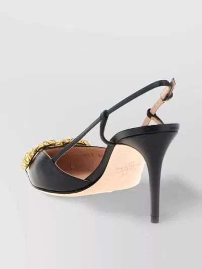 Valentino Vlogo Signature Slingback Pointed Toe Pumps In Black
