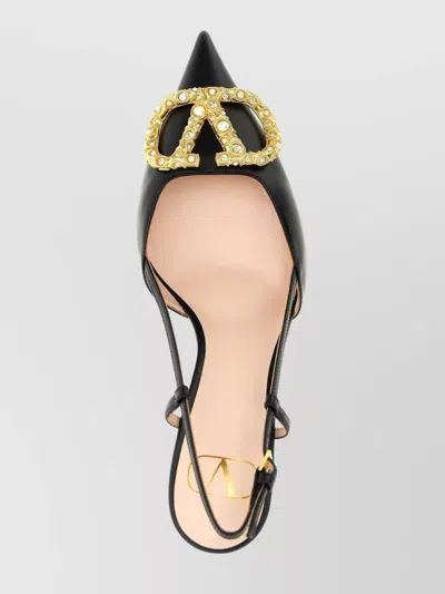 Valentino Vlogo Signature Slingback Pointed Toe Pumps In Black