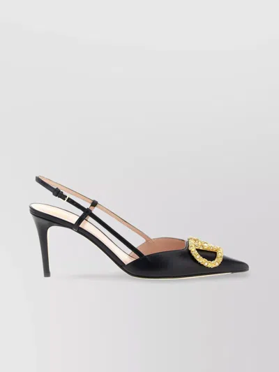 Valentino Vlogo Signature Slingback Pointed Toe Pumps In Black