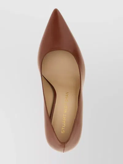 Stuart Weitzman Power Pointed Toe Stiletto Leather Pumps