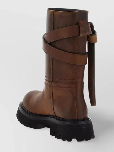 Moschino 'chunky Sole' Ankle Boots With Buckle And Strap