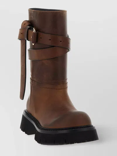 Moschino 'chunky Sole' Ankle Boots With Buckle And Strap
