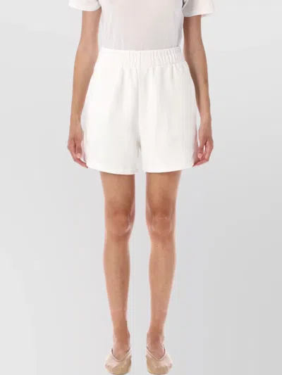 Anine Bing Fleece Shorts With Elastic Waistband And Side Pockets In White
