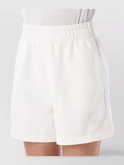 Anine Bing Fleece Shorts With Elastic Waistband And Side Pockets In White