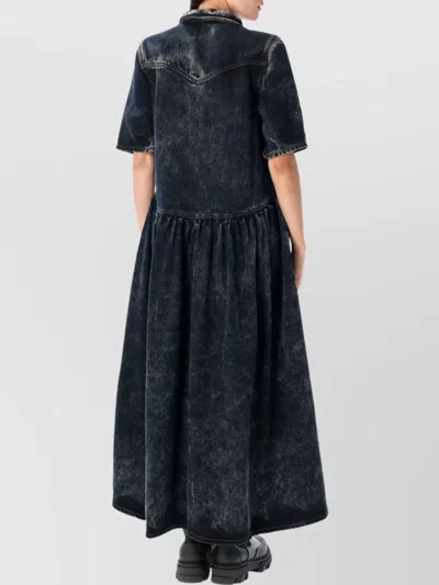 Ganni Light Denim Long Dress Black Washed