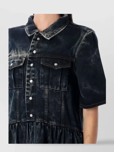 Ganni Light Denim Long Dress Black Washed