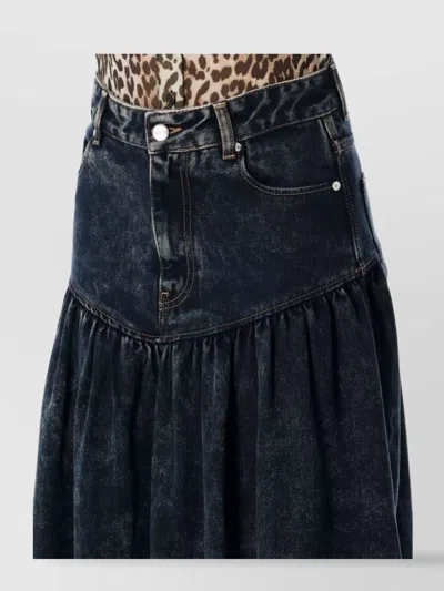 Ganni Long Denim Skirt Featuring Pockets