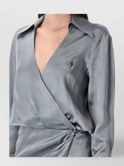 Attico Grey Mini Dress In Gray