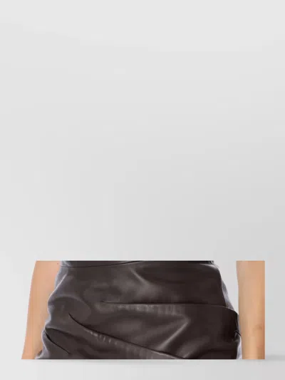 Attico Strapless Leather Dress With Layered Textured Finish In Brown
