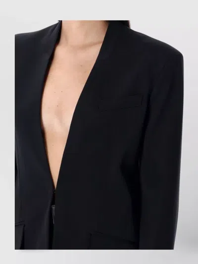 Attico Tailored Jacket With Back Vent And Flap Pockets In Black