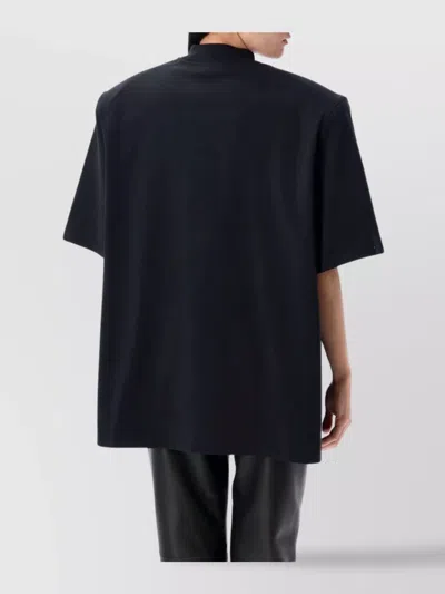 Attico Modern Mock Neck T-shirt With Short Sleeves In Black