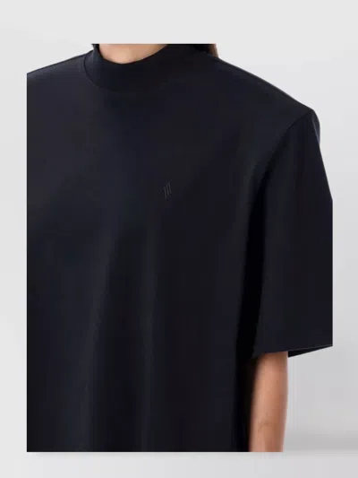 Attico Modern Mock Neck T-shirt With Short Sleeves In Black
