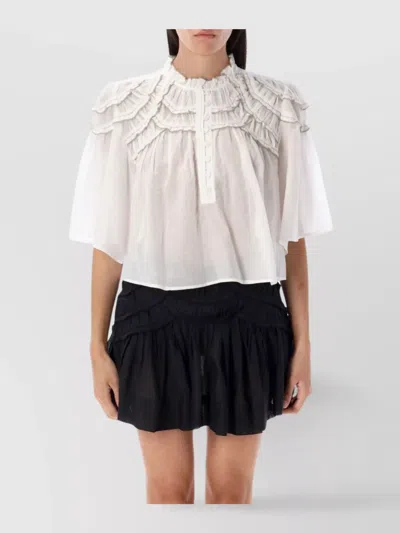 Isabel Marant Étoile Sheer Ruffled Half Sleeve Blouse In White