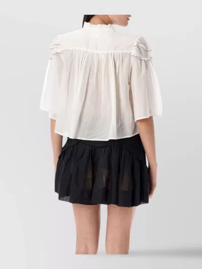 Isabel Marant Étoile Sheer Ruffled Half Sleeve Blouse In White